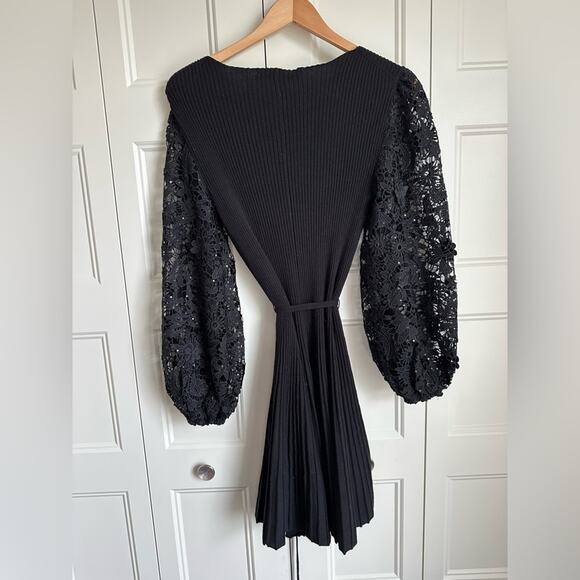 French Connection Loa Joss Sequined Lace Sleeve Knit Dress Size S - Picture 7 of 11